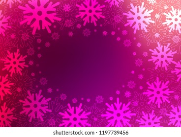 Light Purple vector template with ice snowflakes. Blurred decorative design in xmas style with snow. The pattern can be used for new year ad, booklets.