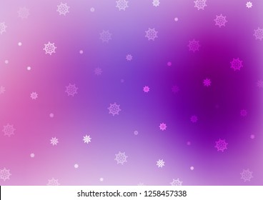 Light Purple vector template with ice snowflakes. Modern geometrical abstract illustration with crystals of ice. New year design for your ad, poster, banner.