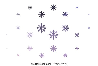 Light Purple vector template with ice snowflakes. Modern geometrical abstract illustration with crystals of ice. New year design for your ad, poster, banner.