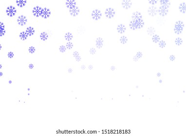 Light Purple vector template with ice snowflakes. Colorful decorative design in xmas style with snow. Pattern for new year websites.