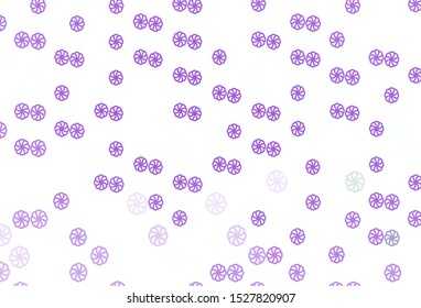 Light Purple vector template with ice snowflakes. Shining colored illustration with snow in christmas style. The pattern can be used for new year leaflets.