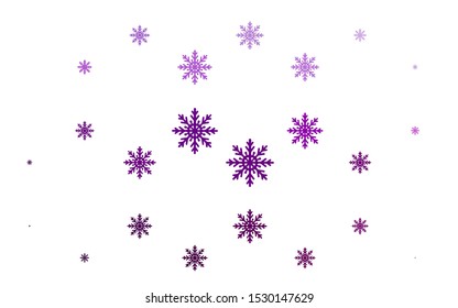 Light Purple vector template with ice snowflakes. Modern geometrical abstract illustration with crystals of ice. The pattern can be used for new year ad, booklets.