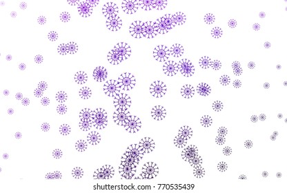 Light Purple vector template with ice snowflakes. Snow on blurred abstract background with gradient. The pattern can be used for new year ad, booklets.
