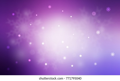 Light Purple vector template with ice snowflakes. Glitter abstract illustration with crystals of ice. New year design for your business advert.