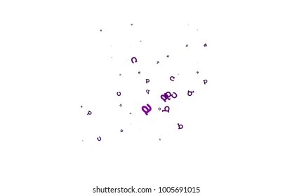 Light Purple vector template with isolated letters. Abstract illustration with colored latin alphabet. Smart design for your business advert of university.