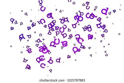 Light Purple vector template with isolated letters. Abstract illustration with colored latin alphabet. Best design for your ad, poster, banner of college.