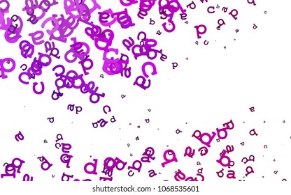 Light Purple vector template with isolated letters. Blurred design in simple style with signs of alphabet. Best design for your ad, poster, banner of college.