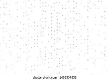 Light Purple vector template with isolated numerals. Illustration with Numeral symbols on abstract template. Template for landing page of typography.