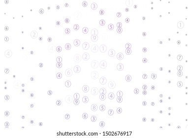 Light Purple vector template with isolated numerals. Modern geometrical illustration with numerals. Smart design for university advert.