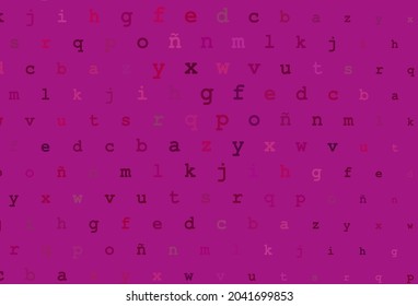 Plantilla de vector púrpura claro con letras aisladas. Ilustración brillante con símbolos ABC en una plantilla abstracta. La plantilla se puede utilizar como fondo para anuncios de tipografía.