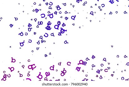 Light Purple vector template with isolated letters. Shining colorful illustration with isolated letters. The pattern can be used for ad, booklets, leaflets of education.