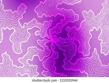 Light Purple vector template with lava shapes. Shining illustration, which consist of blurred lines, circles. The template for cell phone backgrounds.