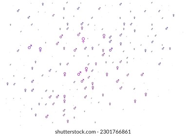 Light purple vector template with man, woman symbols. Abstract illustration with colorful gradient gender symbols. Base design for dating websites.