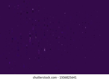 Light Purple vector template with math simbols. Abstract illustration with colored algebra signs. Template for cell phone backgrounds.