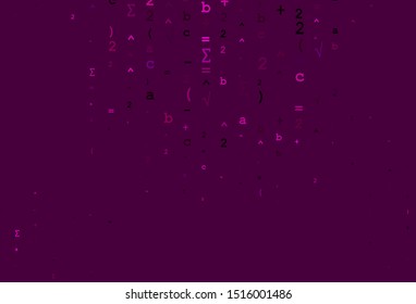 Light Purple vector template with math simbols. Illustration with Numeral symbols on abstract template. Smart design for your university promotion.