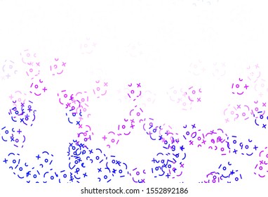 Light Purple vector template with math simbols. Blurred design in simple style with collection of numerals. Pattern for posters, banners of math books.