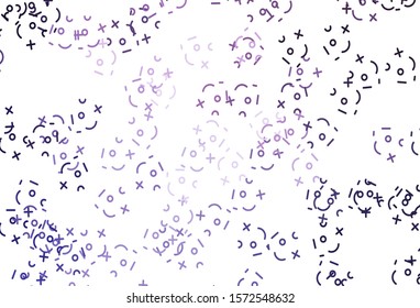 Light Purple vector template with math simbols. Shining colorful illustration with isolated Digit signs. Template for landing page of typography.