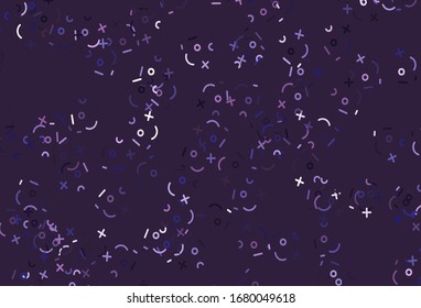 Light Purple vector template with math simbols. Shining colorful illustration with isolated Digit signs. Template for landing page of typography.