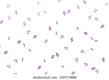 Light Purple vector template with musical symbols. Modern abstract illustration with melody keys. Modern design for wallpapers.
