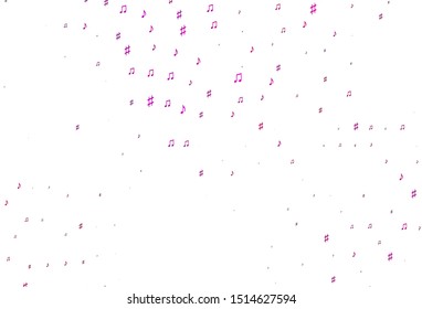 Light Purple vector template with musical symbols. Shining illustration of colorful gradient music notes. Pattern for websites of musitians.