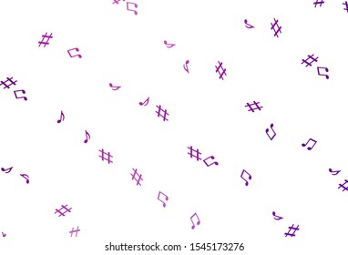 Light Purple vector template with musical symbols. Shining illustration of colorful gradient music notes. Pattern for school ad, booklets.