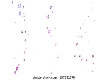Light Purple vector template with musical symbols. Decorative design in abstract style with music shapes. Modern design for wallpapers.