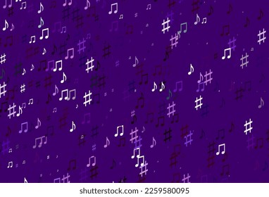 Light Purple vector template with musical symbols. Abstract illustration with colorful symbols of melody. Modern design for wallpapers.