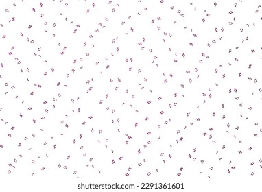 Plantilla de vector púrpura claro con símbolos musicales. Ilustración abstracta moderna con teclas de melodía. Patrón para sitios web de musitianos.