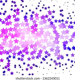 Light Purple vector template with neon stars. Colorful illustration in abstract style with gradient stars. Design for your business promotion.