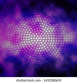 Light Purple vector template with neon stars. Blur decorative design in simple style with stars. Pattern for wrapping gifts.