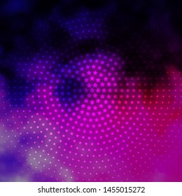 Light Purple vector template with neon stars. Decorative illustration with stars on abstract template. Best design for your ad, poster, banner.