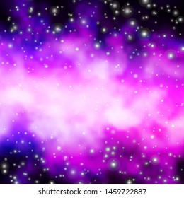 Light Purple vector template with neon stars. Decorative illustration with stars on abstract template. Pattern for wrapping gifts.