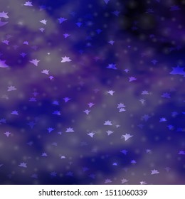 Light Purple vector template with neon stars. Modern geometric abstract illustration with stars. Theme for cell phones.