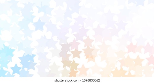 Light Purple vector template with neon stars. Shining colorful illustration with small and big stars. Pattern for new year ad, booklets.