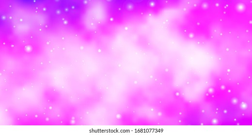 Plantilla vectorial púrpura clara con estrellas de neón. Ilustración colorida en estilo abstracto con estrellas degradadas. Patrón para envolver regalos.