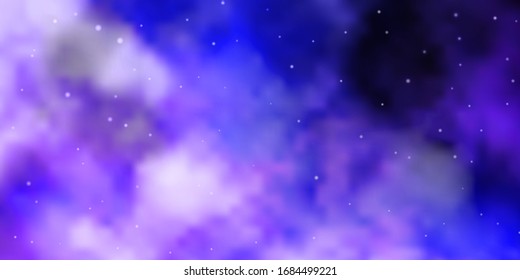 Light Purple vector template with neon stars. Colorful illustration in abstract style with gradient stars. Best design for your ad, poster, banner.