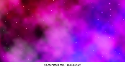Plantilla vectorial púrpura clara con estrellas de neón. Diseño decorativo deslucido y de estilo sencillo con estrellas. Tema para teléfonos celulares.