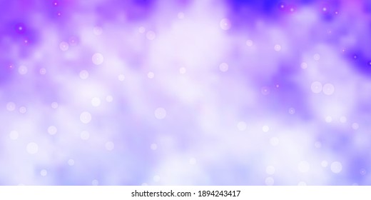 Hellviolette Vektorvorlage mit Neonstern. Farbige Illustration mit kleinen und großen Sternen. Thema für Handys.