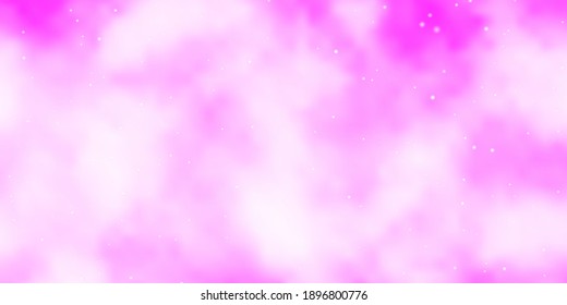 Light Purple vector template with neon stars. Decorative illustration with stars on abstract template. Design for your business promotion.
