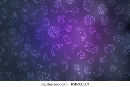 Light Purple vector template with organic meal. Illustration with set of fresh food in doodle style. Pattern for ad, booklets, leaflets of restaurants.