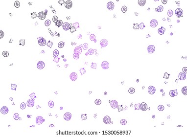 Light Purple vector template with organic meal. Colorful decorative design of snacks in doodle style. Template for meal cooking in kitchen.