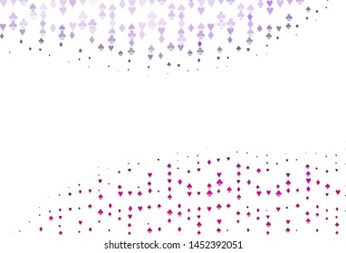 Light Purple vector template with poker symbols. Shining illustration with hearts, spades, clubs, diamonds. Pattern for leaflets of poker games, events.