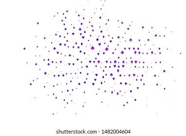 Light Purple vector template with poker symbols. Illustration with set of hearts, spades, clubs, diamonds. Pattern for ads of parties, events in Vegas.