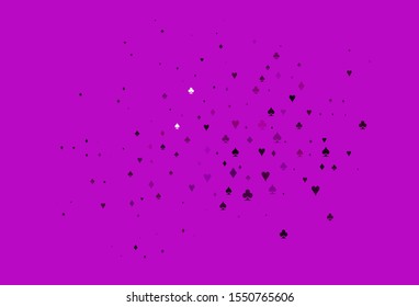 Light Purple vector template with poker symbols. Blurred decorative design of hearts, spades, clubs, diamonds. Smart design for your business advert of casinos.