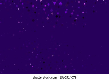 Light Purple vector template with poker symbols. Blurred decorative design of hearts, spades, clubs, diamonds. Pattern for ads of parties, events in Vegas.