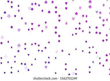 Light Purple vector template with poker symbols. Colored illustration with hearts, spades, clubs, diamonds. Pattern for ads of parties, events in Vegas.