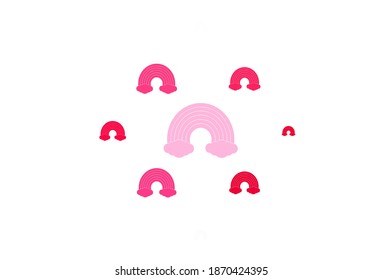 Plantilla de vector púrpura claro con señales de arco iris. Ilustración abstracta con formas de arco iris degradado. Diseño sencillo para colorear libros.