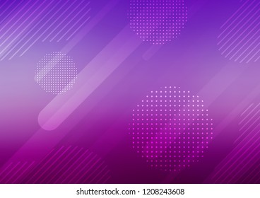 Light Purple vector template with repeated sticks, circles. Capsules on blurred abstract background with gradient dots. Smart design for your business advert.