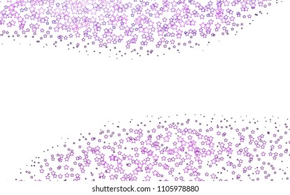 Light Purple vector template with sky stars. Shining colored illustration with stars. Best design for your ad, poster, banner.