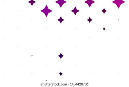 Light Purple vector template with sky stars. Stars on blurred abstract background with gradient. Best design for your ad, poster, banner.